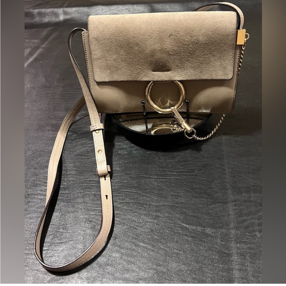 EUC CHLOE Calfskin Suede Mini Chain Faye Shoulder Bag Motty Grey comes with COA - Picture 2 of 14